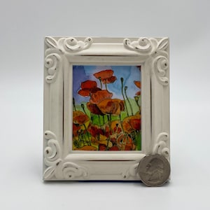 Poppies Framed Miniature Watercolor Art Print by James Steeno Mini Art, Small Art, Tiny Art, Garden Art, Floral Art, Poppy Art