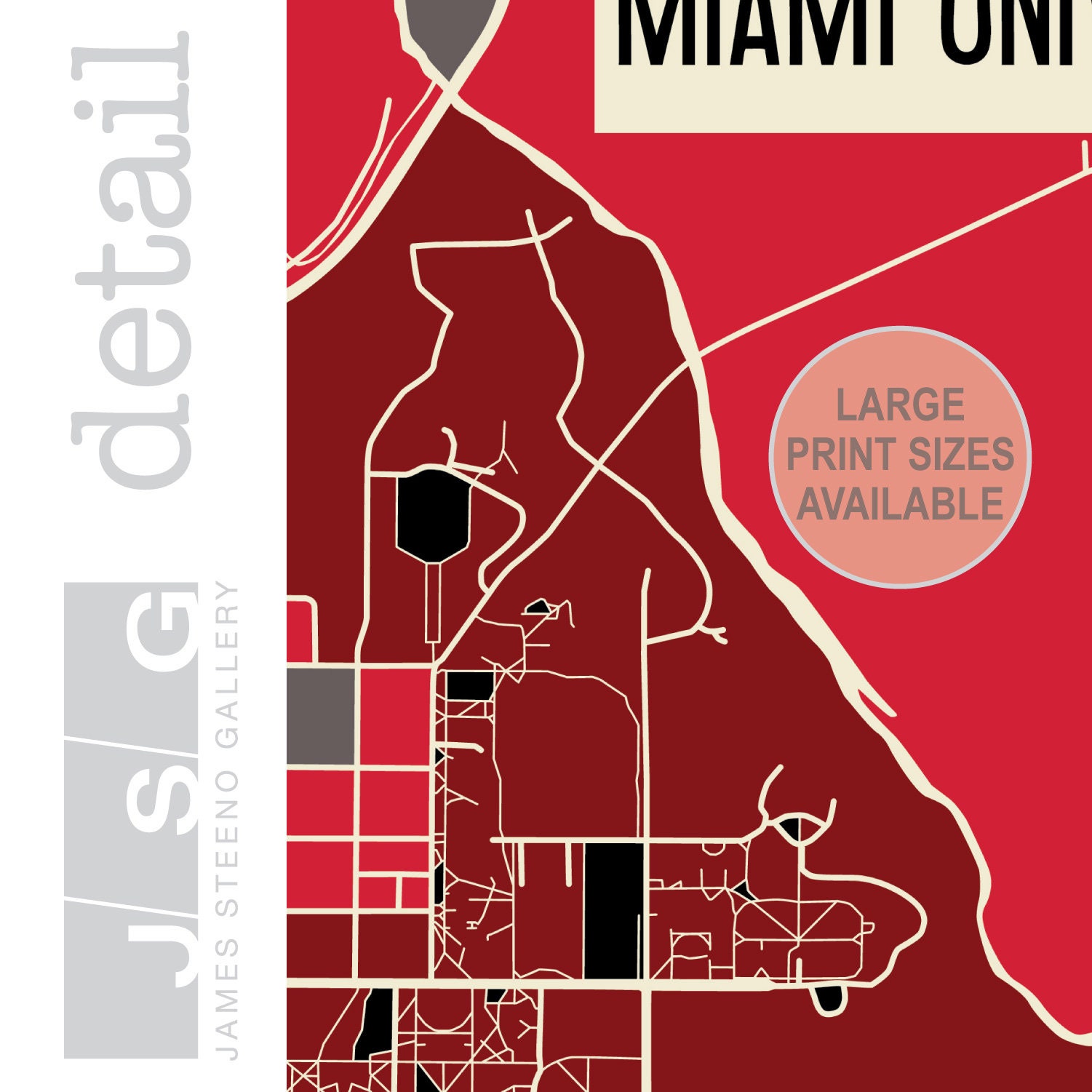 Miami University Oxford Ohio Campus Art Map Print Butler | Etsy