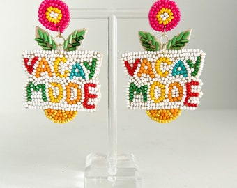 Vaca Mode Bright Monogram Tropical Beaded Earrings