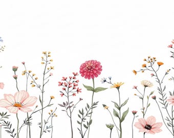 Wildflower Digital Download, Mug Tumbler Design, Floral PNG Image, Watercolor Flowers, Botanical Art, Sublimation Designs, Commercial Use