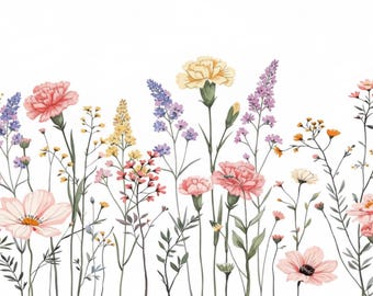 Watercolor Wildflower Digital Download, Floral Mug Design, Tumbler File, Flower PNG, Delicate Flowers, Digital Art, Spring Flower