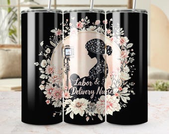 Floral Arbeit Lieferung Krankenschwester Becher Design (Digitaler Download)
