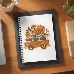 Floral Van T-Shirt Design, Digital PNG Clipart 5000x5000, Retro Hippie Flower Power Van, Sublimation Ready, Print on Demand