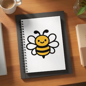 Cute Bee T-Shirt Design, Digital PNG Clipart, 5000 x 5000, Kawaii Bee Art, Honey Bee Print, Cartoon Bee Graphic, Apparel Design