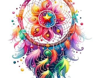 Vibrant Dreamcatcher Wall Art: Colorful Boho Decor (Digital Download)