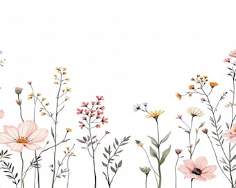 Wildflower Mug Tumbler Design, Spring Floral Watercolor (PNG File)