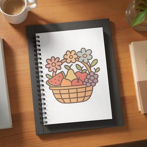 Fruit Basket Illustration: Floral PNG Wall Art (Digital Download 5000x5000px)