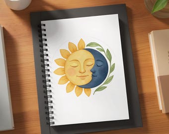 Sun and Moon Celestial Clipart: Mystical AI Art PNG (5000x5000px Digital Download