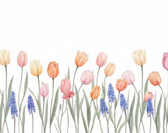 Watercolor Tulip Clipart, Floral Mug/Tumbler Design (Digital Download)