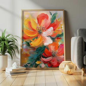 Florenoir Floral Art Print: Vibrant Abstract Flower, Modern Home Decor (Digital Download)