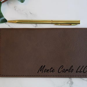 Personalized Checkbook Cover, Custom Checkbook Wallet, Corporate Gifts, Vegan Leather Checkbook Cover, Leatherette Checkbook Organizer