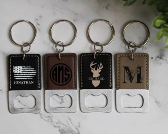 Personalized Keychain Bottle Opener, Promotional Gifts, Custom Leatherette Keychain Bottle Opener, Corporate Gifts for Clients, Bulk Gifts