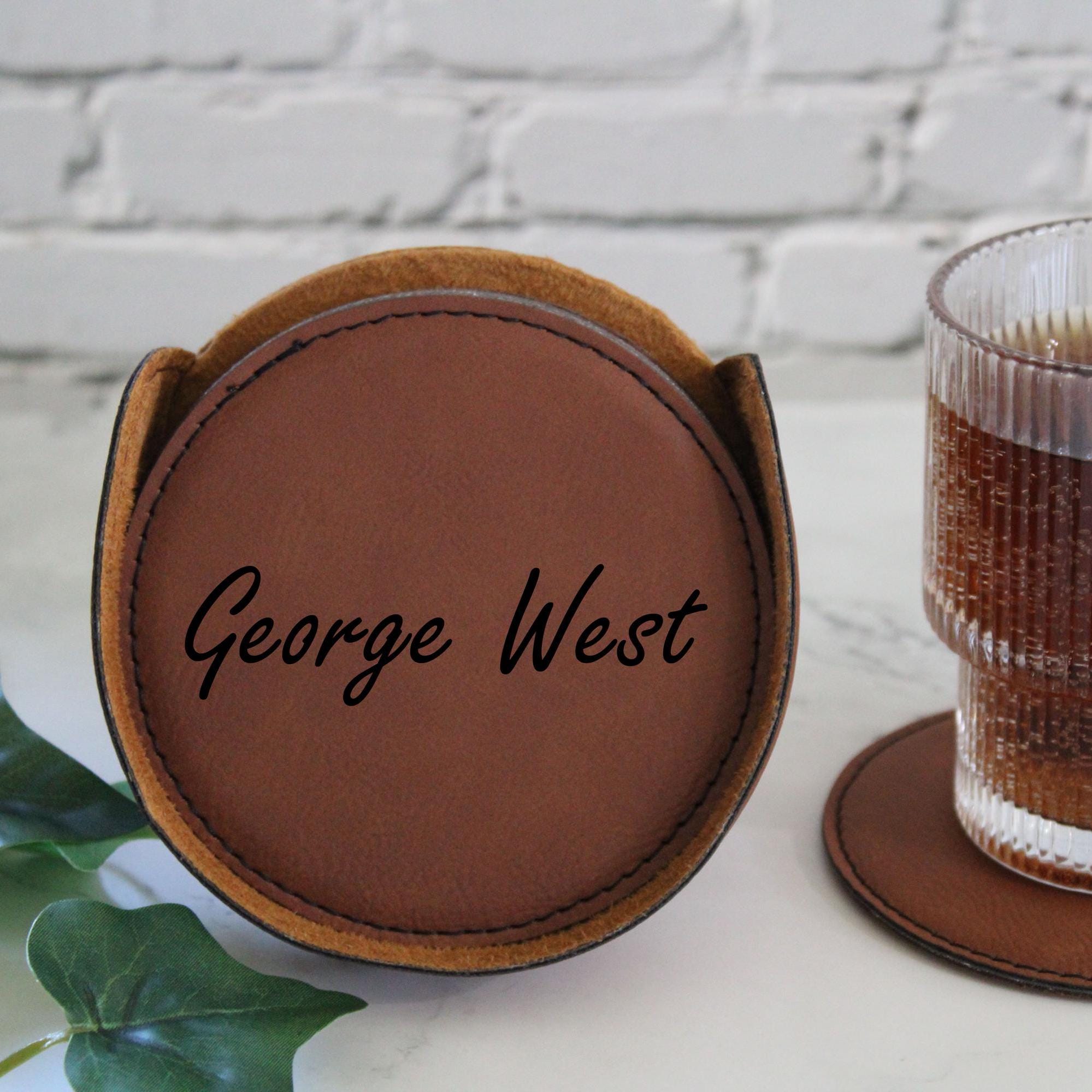Customized Vegan Leather Coaster Set