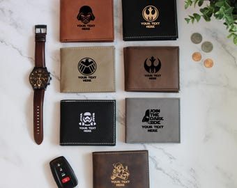 Gepersonaliseerde Star Wars-portemonnee, aangepaste kunstleren portemonnee, Star Wars-portemonnee, Star Wars-fanscadeau, aangepaste cadeau-portemonnee, Darth Vader-portemonnee