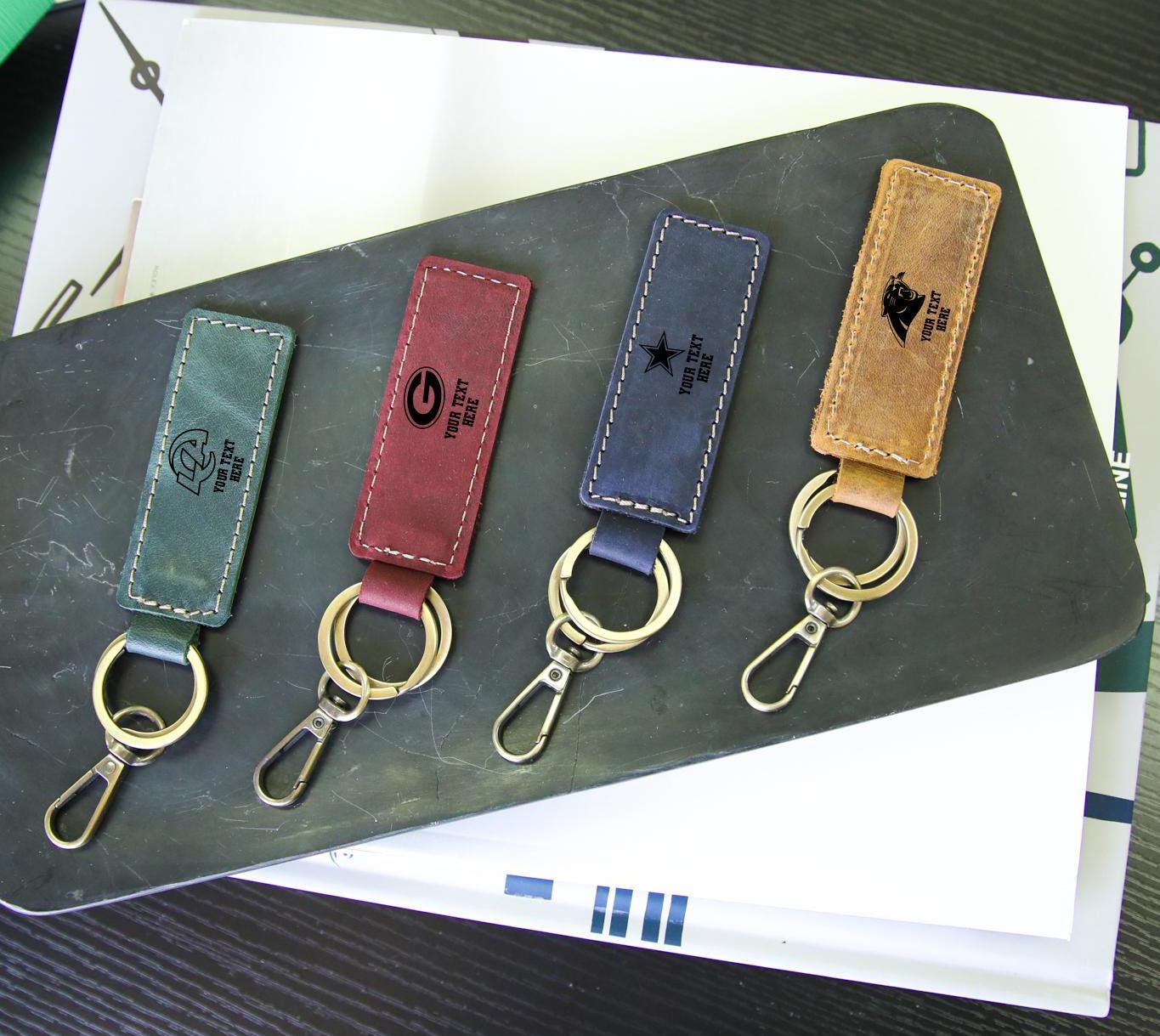 Custom NFL Teams Keychain, NFL Fans Keychain, Custom Leather Keychain, Football Fans Gift, Custom NFL Teams Logo Keychain, Gift For Him