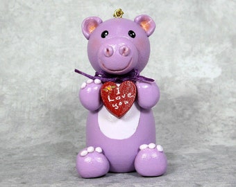 Valentine Hippo Ornament