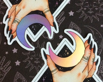 HOLOGRAPHIC Mystic Witchy Hand Vinyl Sticker