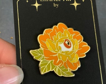 Eyeball Flower Enamel Pin, Hard Enamel Pin, Floral Enamel Pin, Witchy Enamel Pin, Spooky Enamel Pin, Halloween Enamel Pin, Gift for Her