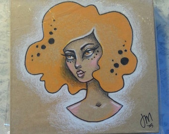 CLEARANCE Original,  One of a kind colored pencil and ink drawing on recycled notepad holder/note box