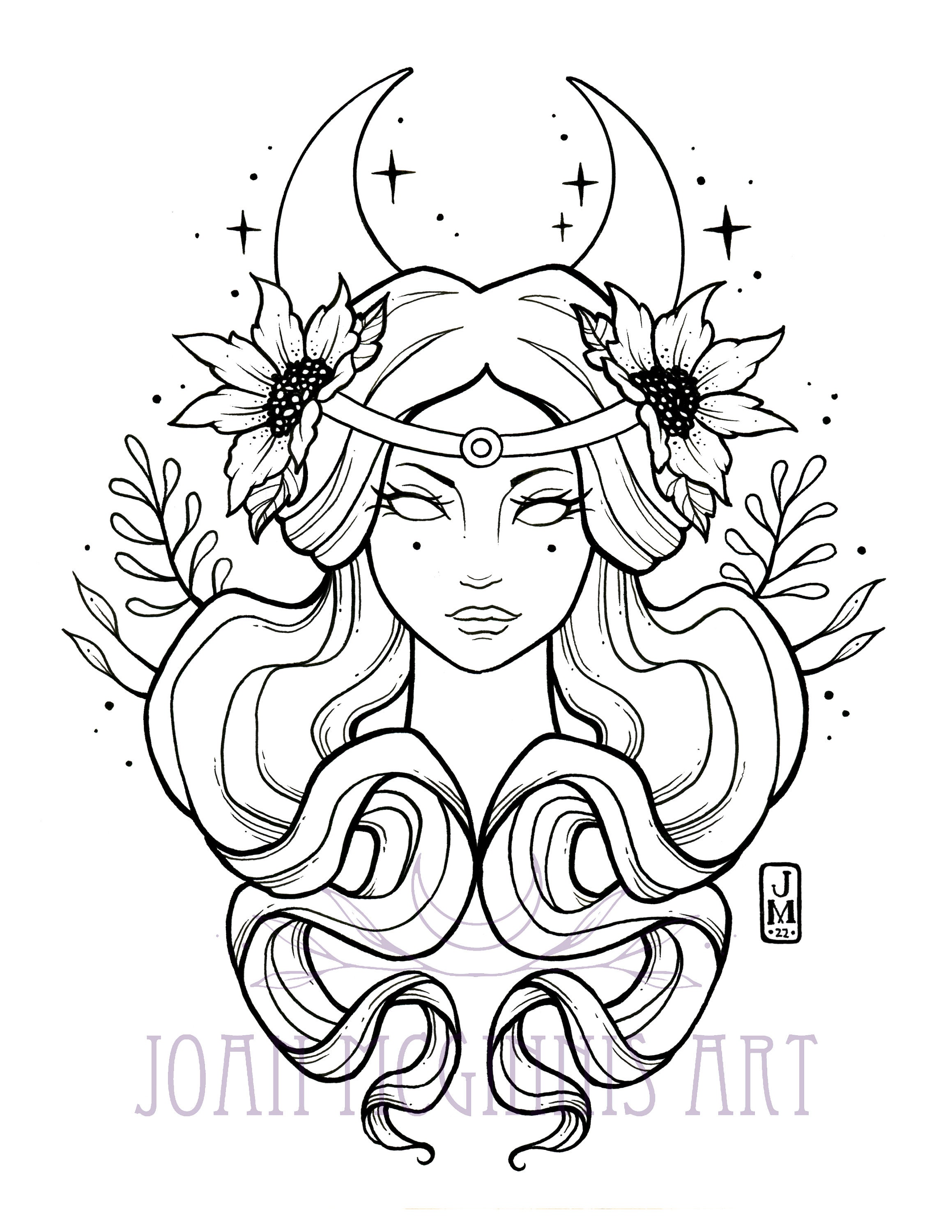 Moon Goddess Coloring Pages - Il Fullxfull.4390042963 63n1
