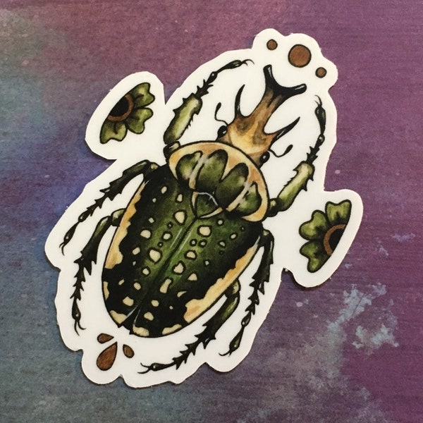 Green Goliath Beetle Matte Vinyl Sticker