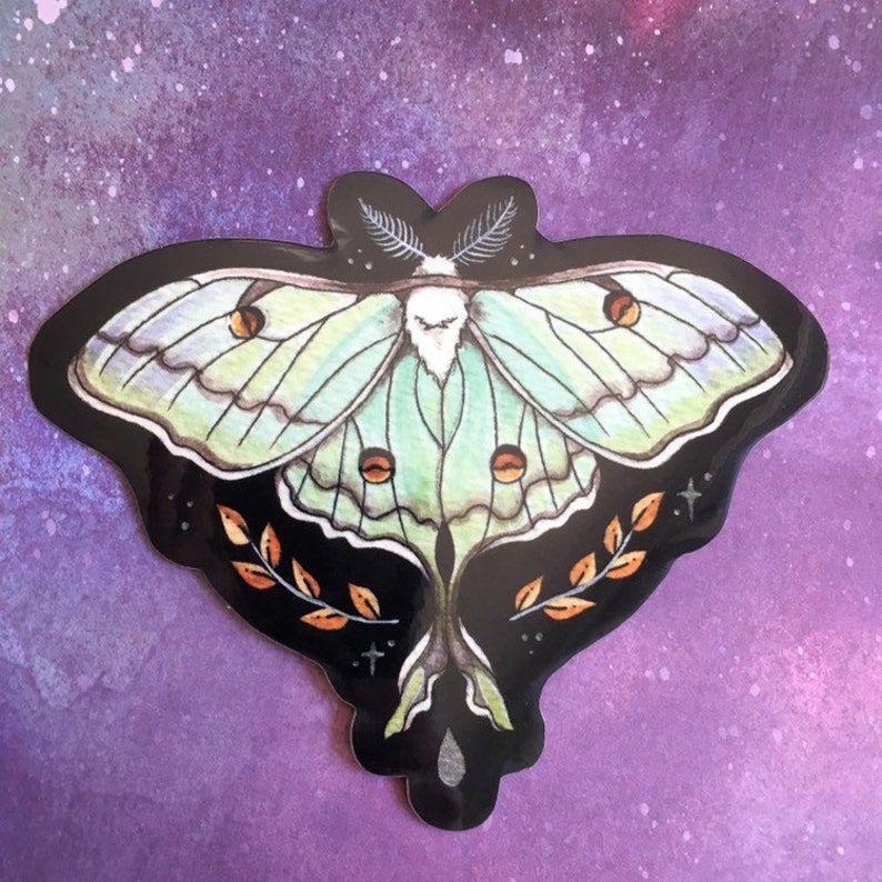 Luna Moth Glossy Vinyl Sticker, Actias luna image 3