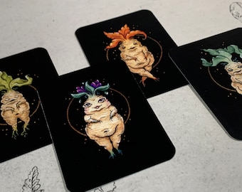 Mandrake Mini Prints 2.5" x 3.5", Mandrake Art, Mini Art Print, Mandrakes, Miniature Art,  Tiny Artwork, Witchy Art Print