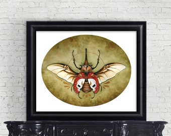 Gilded Beetle Art Print, 8x10, Watercolor Reproduction, Unframed