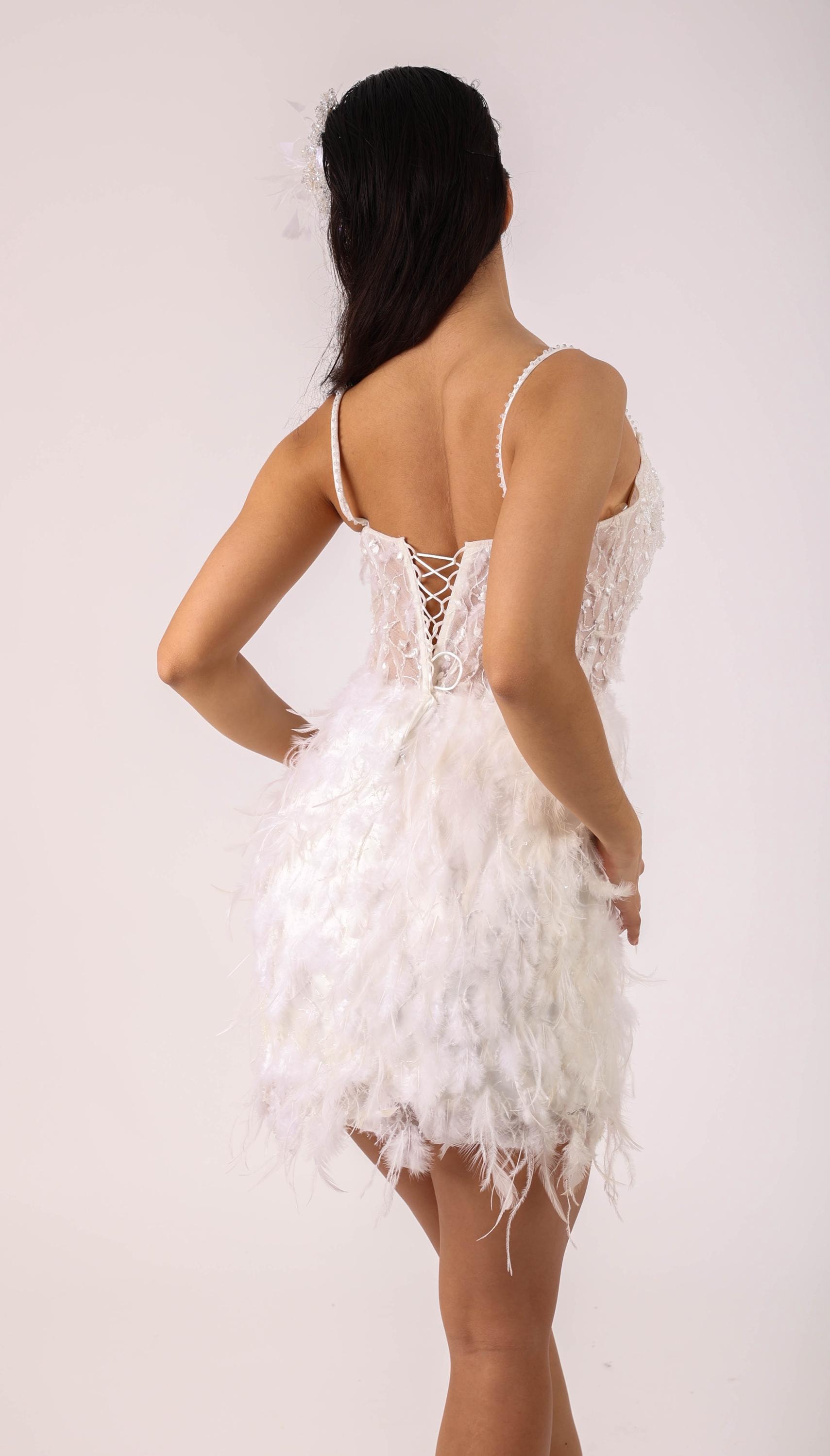 ostrich feather corset dress Ostrich Feather Corset Dress