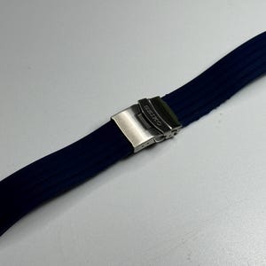 20mm Blue Silicone Rubber Resin Seiko Watch Strap Band Deployant Clasp Classic,