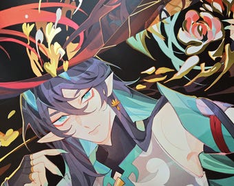 Impresiones y tarjetas fotográficas Honkai Star Rail Renheng en lámina dorada