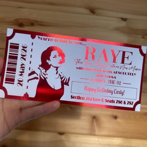 Personalised Foil Concert Ticket: Custom Event Gift / Any event image 5