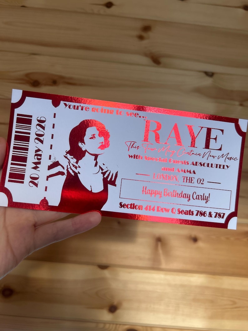 Personalised Foil Concert Ticket: Custom Event Gift / Any event image 5
