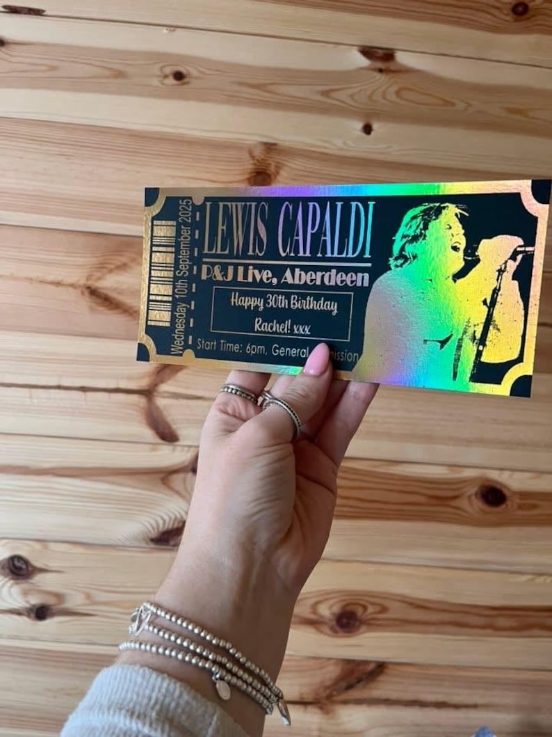 Personalised Foil Concert Ticket: Custom Event Gift / Any event image 3