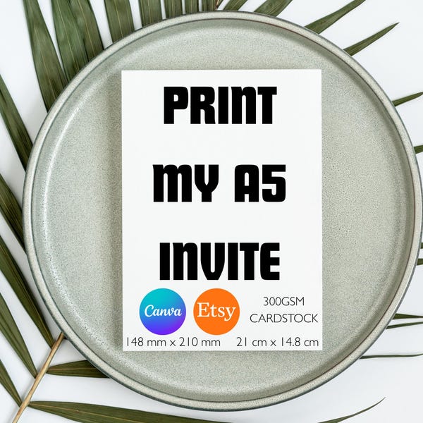 A5 Invitation Printing Service: 250/300gsm Cardstock