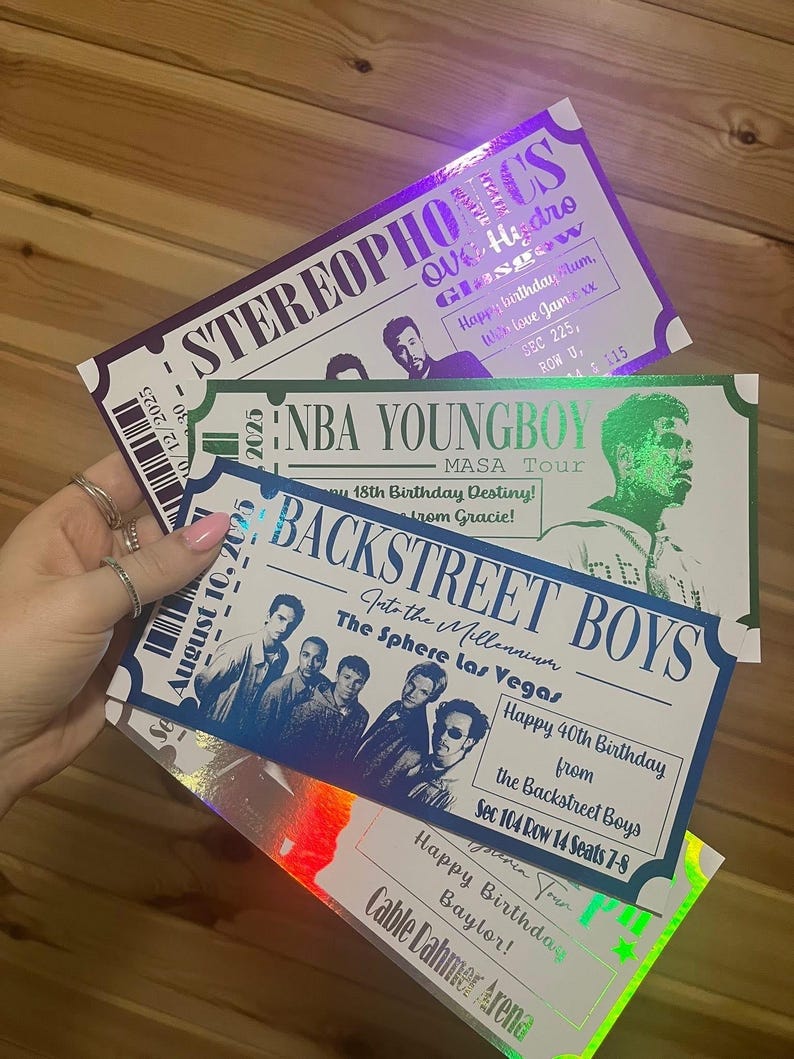 Personalised Foil Concert Ticket: Custom Event Gift / Any event image 7