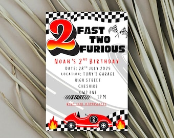 Invitación de Rápidos y Furiosos, Invitación de cumpleaños de Rápidos y Furiosos, Invitación de cumpleaños infantil, Invitación de Rápidos y Furiosos