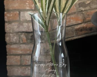 Personalised Engraved Glass Vase: Teacher, Anniversary, Christmas, Retirement, Birthday, thank you Gift