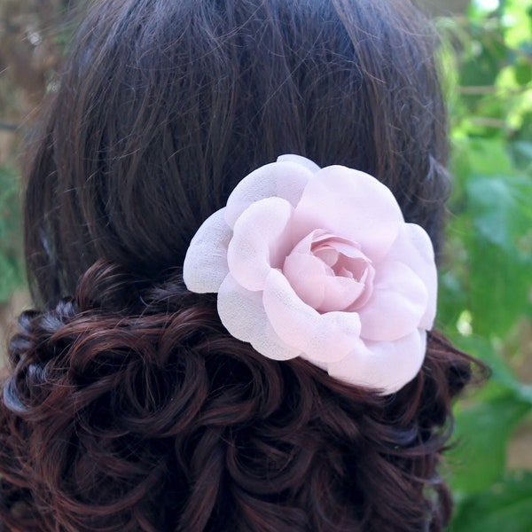 Flower Clip, Rose Fascinator, Peony Head Piece, Blush Rose Hair Piece, Flower Pin, Bridesmaid Gift