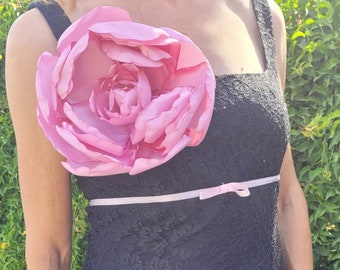 Big Pink Flower, Large Peony Rose Flower Brooch, Giant Flower, Corsage Brooch, Fabric Flower, Large Scale Flower for Prom, Wedding, Party