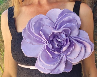 Large Flower Brooch, Giant Flower, Corsage Brooch, Fabric Flower, Lilac Large Scale Flower for Prom, Anniversary, Wedding,  Many Colors