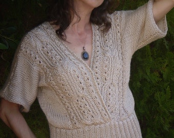 SALE  Ivory Beige Cream Sweater Knitted Women Dress