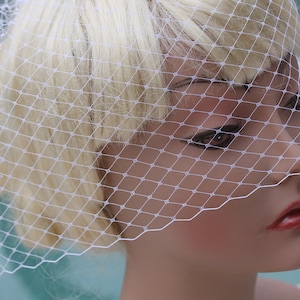 Birdcage Blusher Veil, Mini 9&quot; White Veil , Vintage Birdcage Veil, Short Veil, Wedding Hair Piece, Wedding Headpiece, Bridal Hair Piece