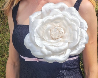 Large Flower Brooch, Giant Flower, Corsage Brooch, Fabric Flower, Ivory Large Scale Flower Prom, Anniversary, Wedding, Many Colors