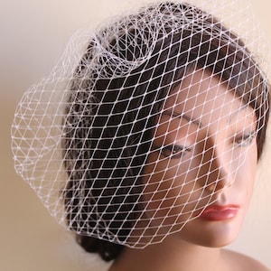 Bird Cage Veil, Blusher Russian Veil, Vintage Bridal Ivory Mini Birdcage Blusher Veil 9&quot; Russian Net Veil  Beach Wedding Destination Wedding