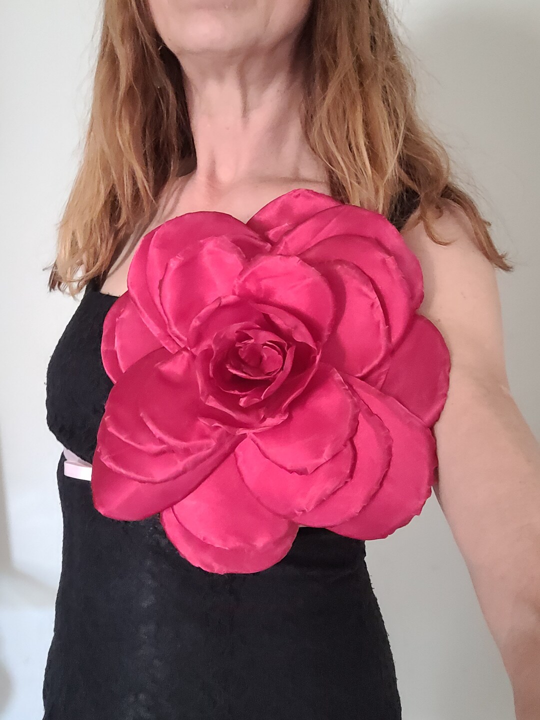 Large Red Flower Brooch, Giant Flower, Corsage Brooch, Fabric Flower