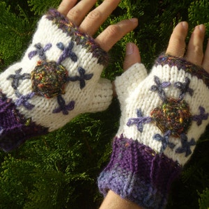 Gloves Fingerless Handknitted Mittens Snowflakes