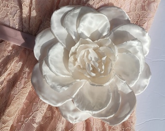 Large Ivory Flower Brooch, Giant Flower, Corsage Brooch, Fabric Flower, Ivory Large Scale Flower Prom, Anniversary, Wedding,  Many Colors