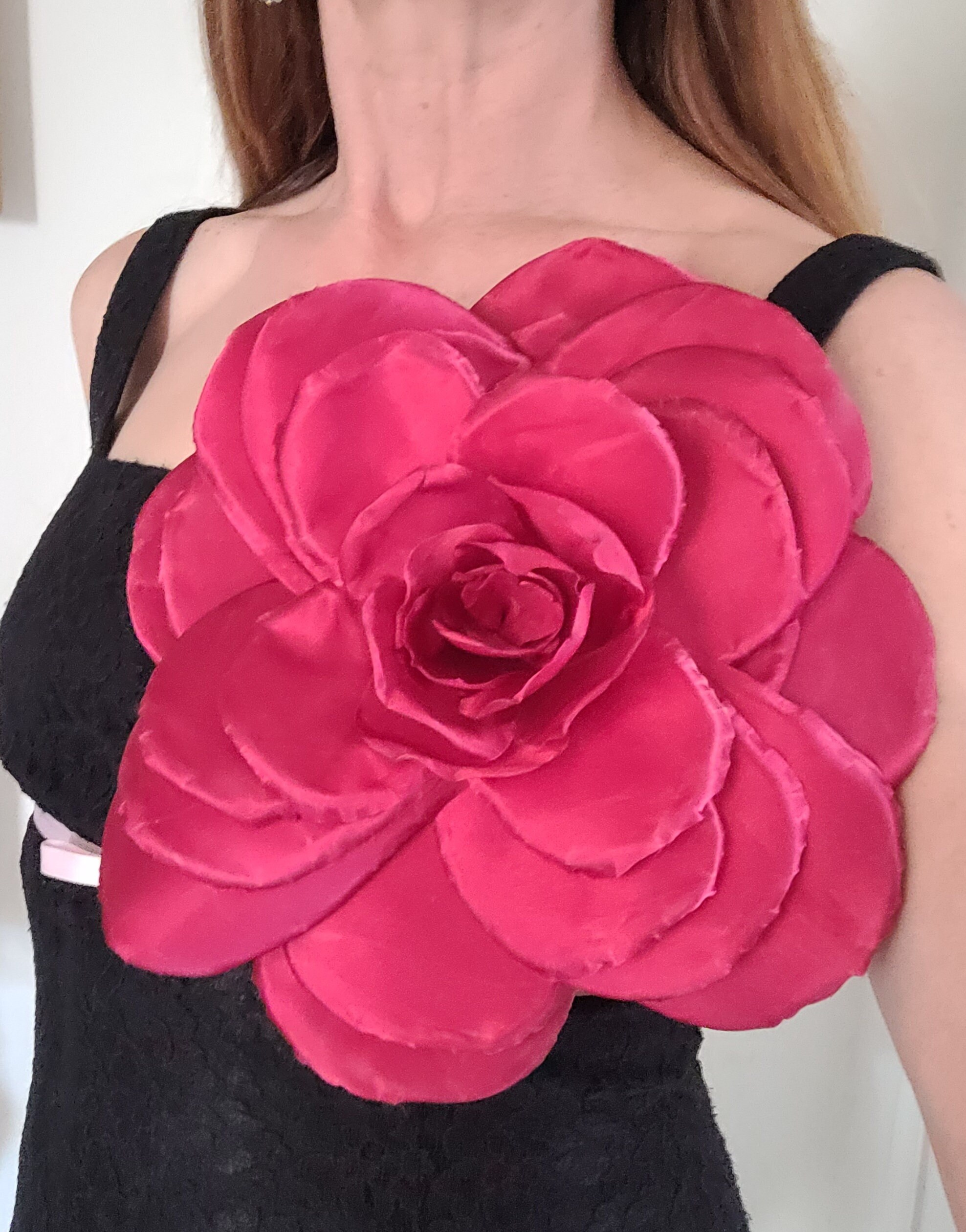 Large Red Flower Brooch, Giant Flower, Corsage Brooch, Fabric Flower