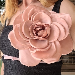 Large Gold Flower Brooch,  Giant Flower, Corsage Brooch,  Fabric Flower,  Golden Beige Large Scale Flower Prom, Wedding, Anniversary
